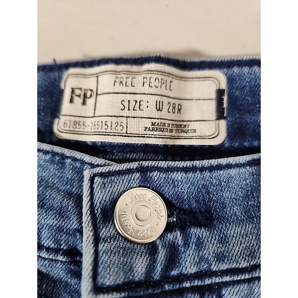 NWT Free People Womens Jeans Size 28 High Rise Busted Knee Skinny Jeans Blue 28